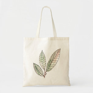 hand painted leaves tote bag