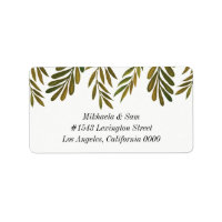 Hand painted leaves Wedding Address Label