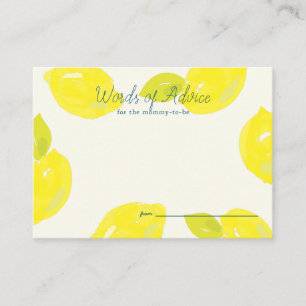 Hand-Painted Lemon Blue Check Baby Shower Advice Enclosure Card