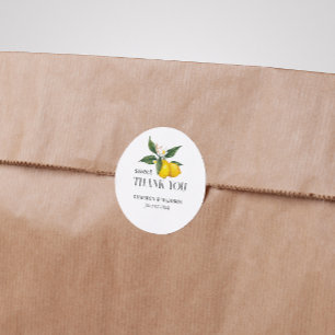 Hand-Painted Lemons With Flower Wedding Classic Round Sticker