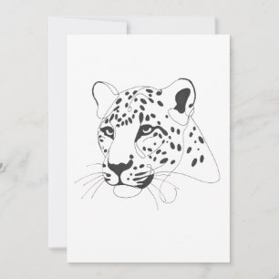 Hand Painted Leopard Minimalist Line Art Invitation