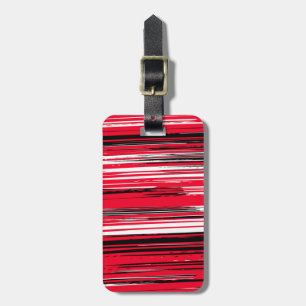 Hand painted lines - red luggage tag