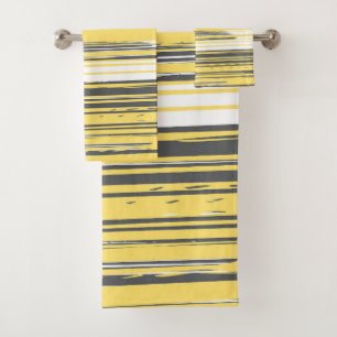 Hand painted lines - yellow bath towel set