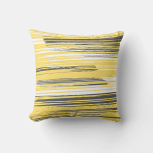 Hand painted lines - yellow cushion