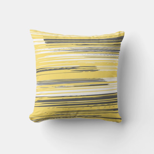 Hand painted lines - yellow cushion (Front)