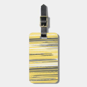 Hand painted lines - yellow luggage tag
