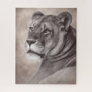 Hand Painted Lioness Wildlife Art Jigsaw Puzzle