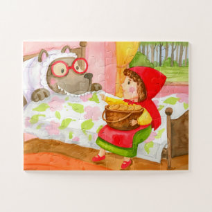 Hand Painted Little Red Riding Hood Big Bad Wolf Jigsaw Puzzle