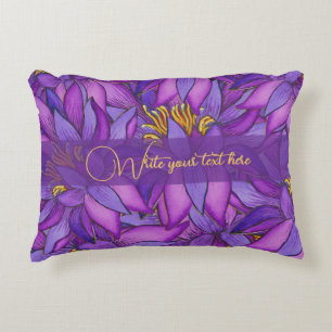 Hand-Painted Lotus Flower Decorative Cushion