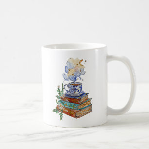 Hand Painted Magical Books Steaming Cup Watercolor