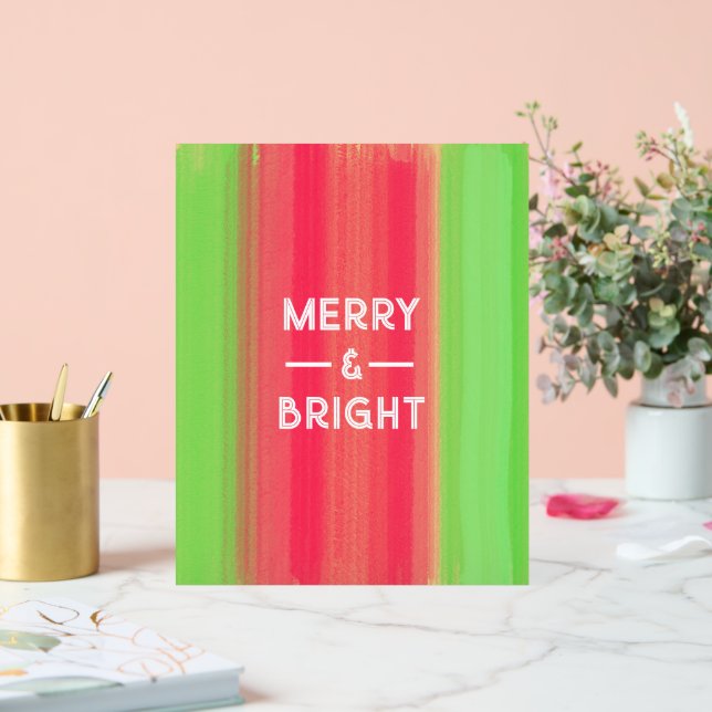 Hand Painted Merry and Bright Green and Red Acrylic Sign (Wedding)
