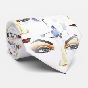 Hand-painted Mid Modern Pop Surrealism Artwork Tie