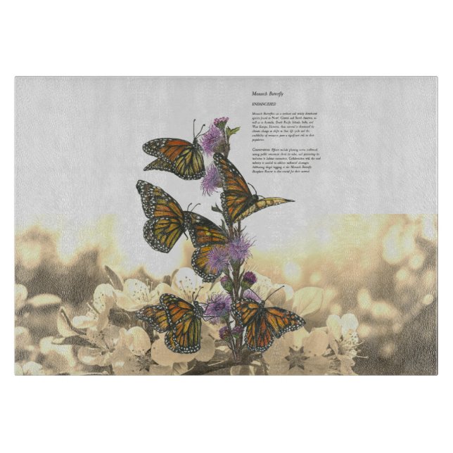 Hand-Painted Monarch Butterflies Cutting Board (Front)