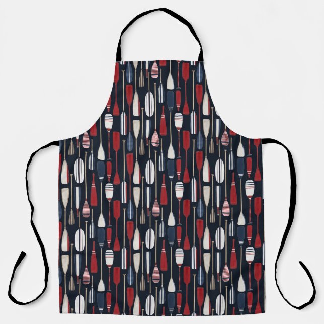 Hand Painted Nautical Vintage Boat Oars Apron (Front)