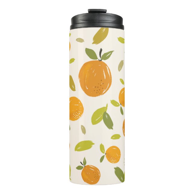 Hand painted oranges fruit seamless pattern design thermal tumbler (Front)