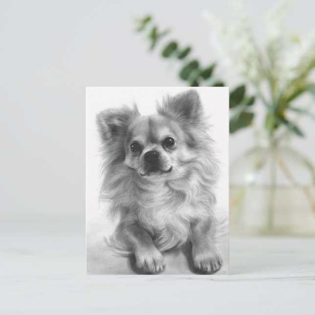 Hand Painted Original Chihuahua Art Postcard (Standing Front)