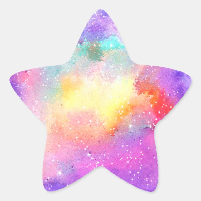 Hand painted pastel watercolor nebula galaxy stars star sticker |  
