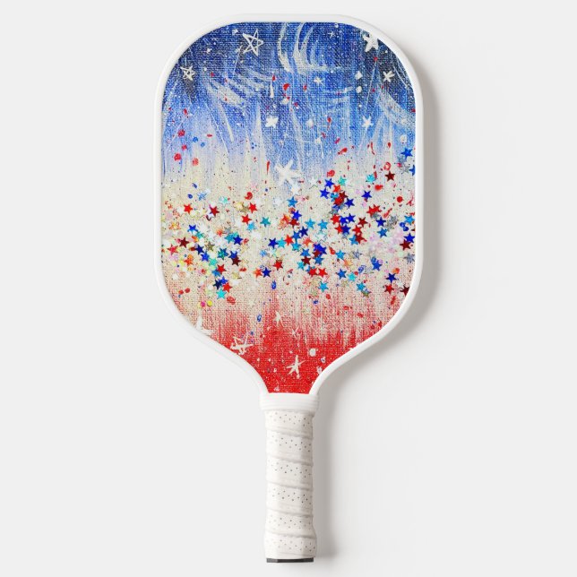 Hand painted patriotic design  pickleball paddle (Front)