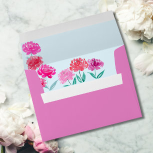Hand Painted Peonies Watercolor  Envelope