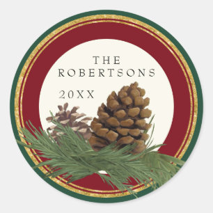 Hand Painted Pine Cone w Name Gold Glitter Seals