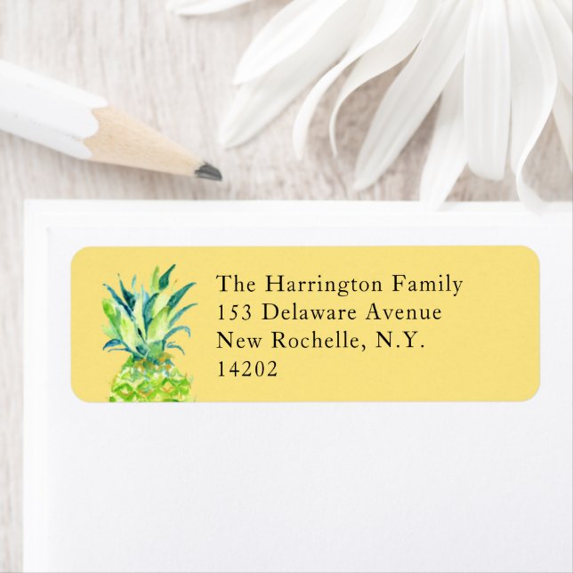 Hand-Painted Pineapple Buttercream Return Address  (Insitu)