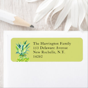 Hand-Painted Pineapple Chartreuse Return Address