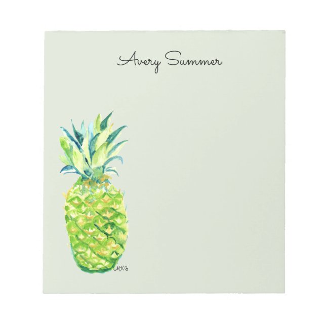 Hand-Painted Pineapple Sage Grocery List       Notepad (Front)