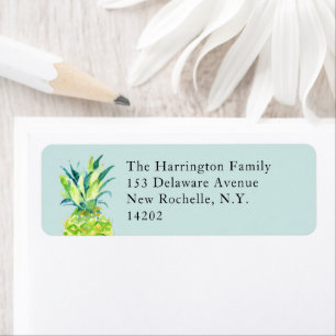 Hand-Painted Pineapple Soft Aqua Return Address 