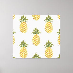 Hand-painted pineapples, watercolor background. canvas print