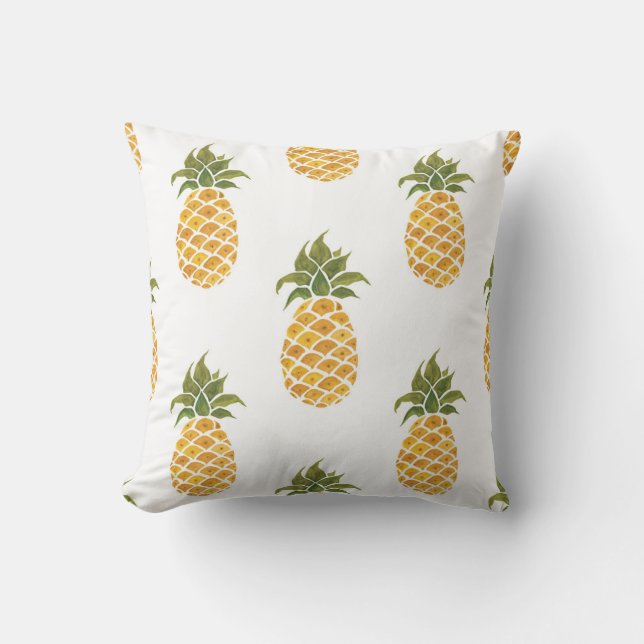 Hand-painted pineapples, watercolor background. cushion (Front)