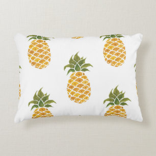 Hand-painted pineapples, watercolor background. decorative cushion