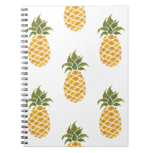 Hand-painted pineapples, watercolor background. notebook