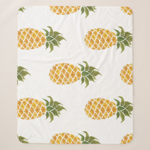Hand-painted pineapples, watercolor background. sherpa blanket