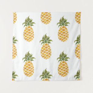 Hand-painted pineapples, watercolor background. tapestry