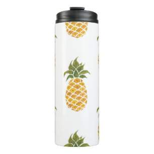 Hand-painted pineapples, watercolor background. thermal tumbler