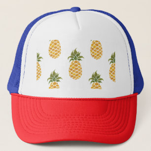 Hand-painted pineapples, watercolor background. trucker hat
