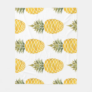 Hand Painted Pineapples: Watercolor Seamless. Fleece Blanket