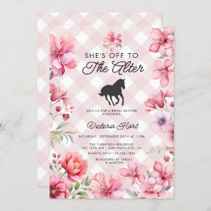 Hand Painted Pink Flower Derby  Bridal Shower  Invitation