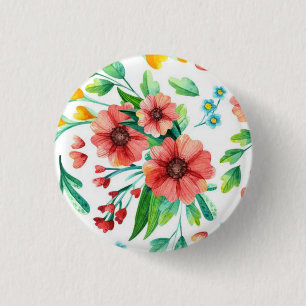 Hand Painted Pink Flowers Floral Pattern-23498 3 Cm Round Badge