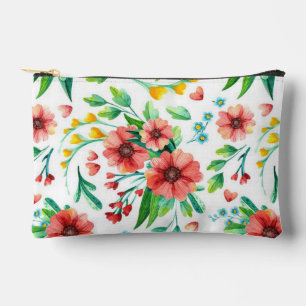 Hand Painted Pink Flowers Floral Pattern-23498 Accessory Pouch