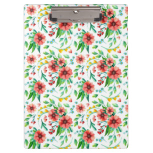 Hand Painted Pink Flowers Floral Pattern-23498 Clipboard