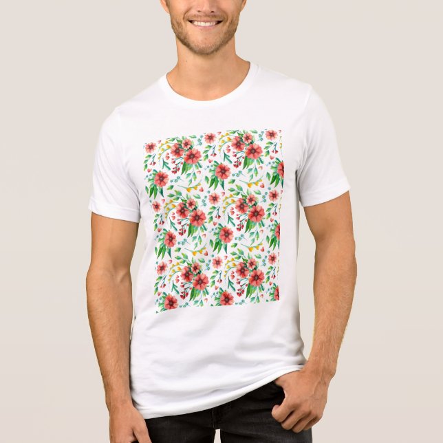 Hand Painted Pink Flowers Floral Pattern-23498 Tri-Blend Shirt (Front)