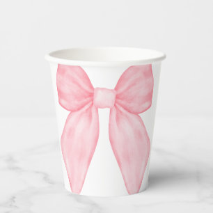 Hand Painted Pink Ribbon Bow Paper Cups