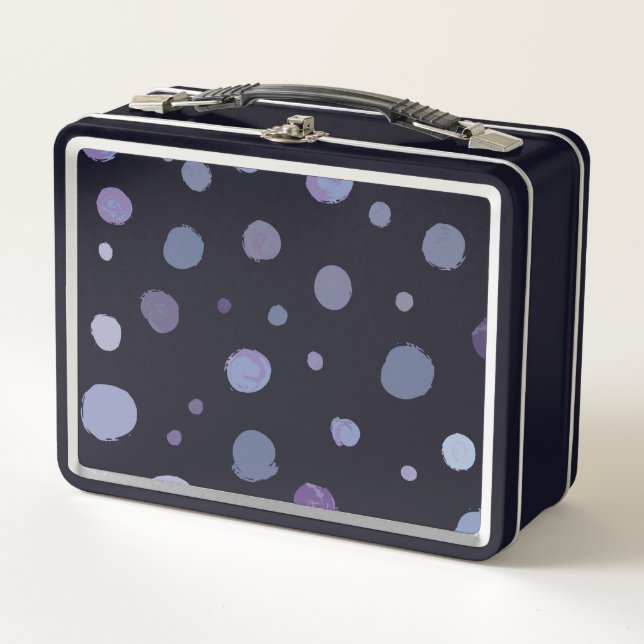 hand painted polka dots metal lunch box (Front)