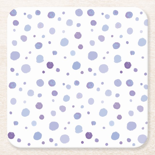 hand painted polka dots square paper coaster (Front)