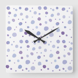hand painted polka dots square wall clock