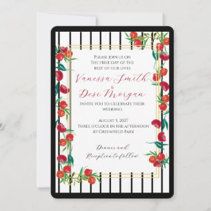 Hand-Painted Pomegranate Wedding Invitations