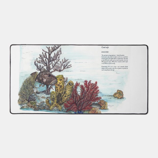 Hand Painted Print of Coral Reef Mouse Pad (Front)