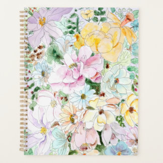 hand painted purple and yellow pink flowers planner