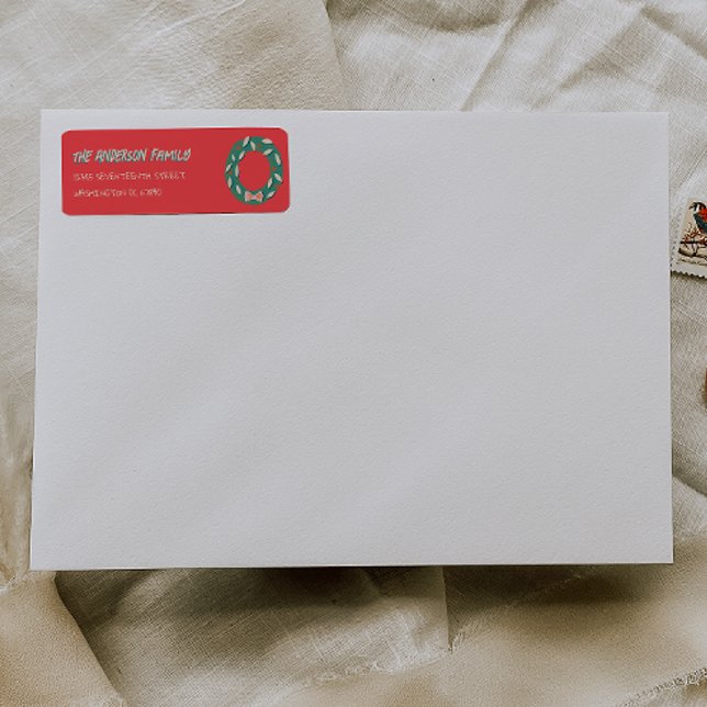 Hand Painted Red Green Christmas Wreath Address (Creator Uploaded)